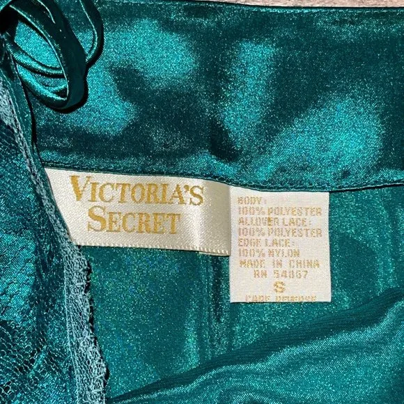 Women's Vintage Victoria's Secret Green‎ Lace Overlay Cami Size S - Picture 4 of 6